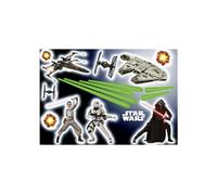 17 Stickers géant War Star Wars Rey, stormtrooper, et vaisseaux spaciaux 50 x 70 cm