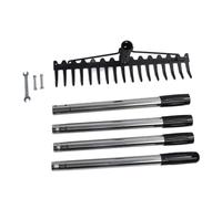 17 Tines Garden Rake Tool with Detachable Metal Head, Handle for Loosening Soil, Gathering Leaf, Durably Iron and Stainless Steel Construction (4 Sections)