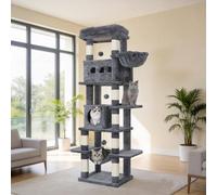 170 cm Grand Arbre à Chat, Tour à Chat pour Chats d'intérieur, avec Grand Perchoir, Tapis Lavable, 2 Niches Chats, 8 Griffoirs, Hamac, Pompons À propos de cet article1.170 cm de hauteur pour un plaisi