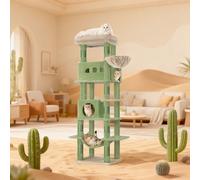 170 cm Grand Arbre à Chat, Tour à Chat pour Chats D'intérieur, avec Grand Perchoir, Tapis Lavable, 2 Niches Chats, 8 Griffoirs, Ha, Pompons, Vert Brun À propos de cet article1.Hauteur de 170 cm pour u