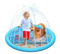 170 cm Tapis de Jet d'eau, Antidérapant Splash Pad en PVC, Tapis de Jeu Aquatique Extérieur pour Enfants et Animaux, Jouet d'Arrosage Été pour Exterieur Jardin Pelouse