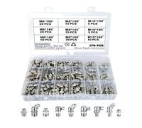 170 pièces Graisseur Conique, Ensemble de graisseurs, Kit d'assortiment de graisseurs, Assortiment de graisseurs avec boîte de Rangement, Ensemble de graisseurs en Fer nickelé,M6 M8 M10, Coffret