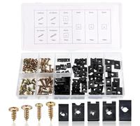 170 Pièces U clips et de vis,Agrafes Carrosserie,Universal Metal U-Nuts,Clip de Fixation en Métal en Forme de U,Écrous Fixation Type U Clips Ecrou
