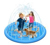 170cm Tapis de Jet d'eau, Tapis de Pulvérisation pour Enfants et Chiens, Antidérapant Tapis de Jeu en PVC Sprinkler Splash Pad pour Jardin et Activités Extérieures