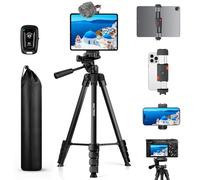 170cm Trepied Smartphone, Trépied Téléphone en Aluminium pour iPad, iPhone, Tablette, avec Télécommande & Support, Portable Trépied Appareil Photopour Voyage/Youtube/Vidéo/Selfie/TikTok