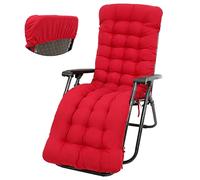 170x50cm Coussin de Chaise Longue | Bain de Soleil | Transat | Matelas pour Jardin, Coussin pour Chaise Extérieure avec Capuchon Antidérapante et Bande Réglable pour Intérieur Extérieur (Rouge)
