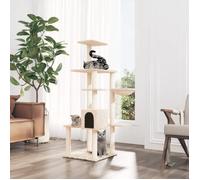 171591 vidaXL Arbre à chat avec griffoirs en sisal Crème 142 cm
