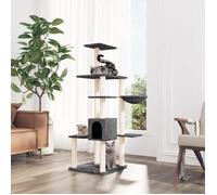 171593 vidaXL Arbre à chat avec griffoirs en sisal Gris foncé 142 cm