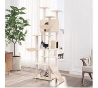 171594 vidaXL Arbre à chat avec griffoirs en sisal Crème 191 cm