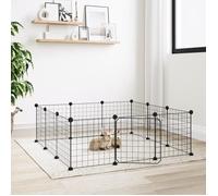 171623 vidaXL Cage animaux de compagnie à 12 panneaux et porte Noir 35x35 cm