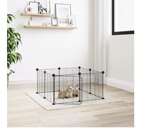 171625 vidaXL Cage animaux de compagnie à 8 panneaux et porte Noir 35x35 cm