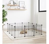 171626 vidaXL Cage animaux de compagnie à 12 panneaux et porte Noir 35x35 cm