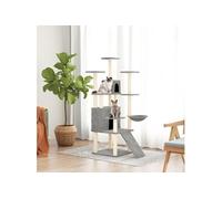 171691 Arbre à chat avec griffoirs en sisal Gris clair 154 cm