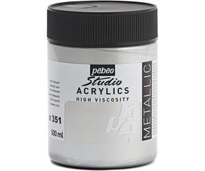 [172351] Pébéo Flacon 500ml Peinture Studio Acrylics Haute Viscosité ARGENT