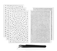 1725 Particles Strass Autocollants Cristal avec Pincette, 5pcs Strass Transparent Cristal Auto-adhésif Diamant Cristal pour Strass Visage Maquillage Décoration Ongles Noël Strass Bijoux