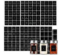 175 Étiquettes Épices Français Cuisine Autocollant Adhésives pour Bocaux Pots Étiquette Cuisine Bocaux, Bomtop Étiquettes pour Bocaux Réutilisable pour Bocaux de Produits Alimentaires (Rectangle Noir)