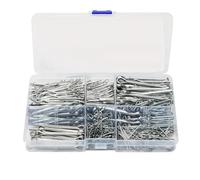 175 goupilles fendues argentées, tailles assorties, boîtier rigide en acier zingué, goupille fendue pour Mécanique