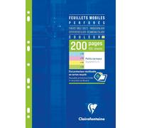 175112c Un Étui De Feuillets Mobiles Perforés 4 Couleurs- A4 21x29,7 Cm - 200 Pages Petits Carreaux - Papier 90 G - Couleurs Assorties (50 Pages Jaunes, Bleues, Roses Et Vertes)[Z22]
