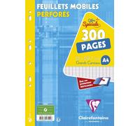 17551c Un Étui De Feuillets Mobiles Perforés - A4 21x29,7 Cm - 300 Pages Grands Carreaux - Papier Blanc 90 G - Étui Réutilisable[Z16]