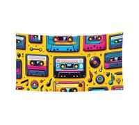 177,8 x 88,9 cm Cassette-Tapes-Rétro Musique en plein air Bannière de toile de fond pour événements et fêtes