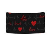 177,8 x 88,9 cm Motif battements de cœur en plein air Bannière murale à suspendre pour événements et fêtes