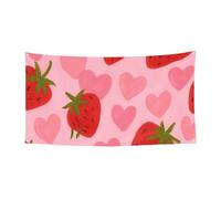 177,8 x 88,9 cm Motif cœurs fraises en plein air Bannière de toile de fond pour événements et fêtes