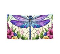 177,8 x 88,9 cm - Motif libellule contre le ciel - Bannière florale pour événements et fêtes
