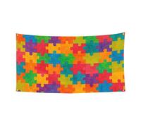 177,8 x 88,9 cm - Pièces de puzzle de sensibilisation à l'autisme - Bannière murale pour événements et fêtes