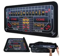 177,8 x 88,9 cm - Tapis de table de craps double concessionnaire - Lisse, durable - En caoutchouc cousu - Antidérapant - Imperméable - Sac de transport portable avec fermeture éclair - Tapis de jeu de