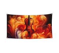 177,8 x 88,9 cm Violon-Swirling-Flames Toile de fond pour événements et fêtes