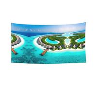 177,8 x 89,9 cm Bannière décorative à suspendre, bannière de vacances paysage des Maldives, bannière à suspendre, intérieur ou extérieur, fête de Noël, bannière de fête d'anniversaire,
