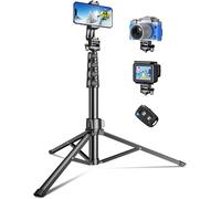 177 cm Portable Extendable Aluminium Tripod with Wireless Remote Control, Adjustable Selfie Stick Phone Tripod for iPhone/Galaxy/Gopro/Travel