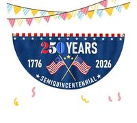 1776-2026 Banner, 250th Birthday Banner, 250th Birthday Flag, 250 Years Fan-Shaped Ornament, 1776-2026 Patriotic Bunting Flag 1.5x3ft For Garden Backyard Fence House Garage Balcony Home