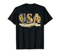 1776 2026 Drapeau américain Liberté Tournesol Patriotique Filles Femmes T-Shirt