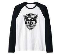 1776 American The Eagle Shield Drapeau USA Patriotique Vintage Manche Raglan