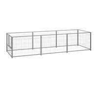178®Neu Meuble Chenil extérieur pour Chiens chiot - Niches et enclos pour chiens Argenté 3 m² Acier Retro-Design 300 x 100 x 70 cm