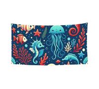 178 x 89 cm Hippocampes-étoiles de mer mer toile de fond pour événements et fêtes