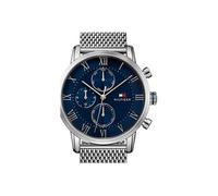 Tommy Hilfiger Montre Multifonction à Quartz pour Homme de 44mm avec Cadran Bleu, Boîtier en Acier Inoxydable et Bracelet Maille, Résistant à l'eau 3ATM - 1791398