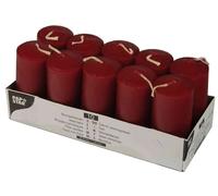 [17914] PAPSTAR Boîte de 10 Bougies cylindrique Diam 40 mm H 90 mm Bordeaux