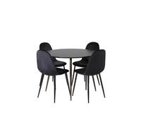 17940-844 Plaza à Manger Ø100cm Rond - Noir / Noyer