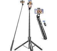 179CM Extensible Perche Trepied Smartphone,Perche a Selfie Trepied Aluminium avec Télécommande sans Fil et Support pour Téléphone Portable,Compatible avec iPhone,Samsung,Appareil Photo et Gopro(Q921)