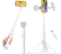 179Cm Perche A Selfie, Selfie Stick Trépied Avec Télécommande Pour Iphone, Smartphones Android Et Go Pro Caméras, Trépied Téléphone En Aluminium Avec 2 Cold Shoe Pour Lumière Et Mi[PRO52902536]