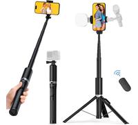 179Cm Perche A Selfie, Selfie Stick Trépied Avec Télécommande Pour Iphone, Smartphones Android Et Go Pro Caméras, Trépied Téléphone En Aluminium Avec 2 Cold Shoe Pour Lumière Et Mi[CAR781694]