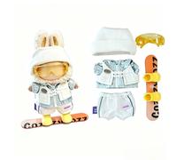 17cm pour Poupée for Labubu Outfit, Pull à Capuche + Salopette + Chaussures, Mignon Accessoires de Vêtements de Poupée Faits à Main (Style 1)