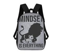 17inch Mindset Is Everything Lion Cat - Gym, Hustle, Success, Motivational Sac À Dos Scolaire Imprimé 3D Pour Enfants, Sac D'école Tendance Et Décontracté Pour Garçons, Élèves Du Primaire Et Du Collèg