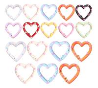17pcs coeur carabiner, fermoir à cœur en métal, fermoir à anneau de printemps, mini-clip coloré-carabiner pour sac, sangle main, fabrication de bijoux, artisanat bricolage, carabiners porte-clés