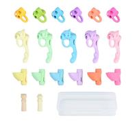 17Pcs Guide Doigts Ecriture Enfant, Ergonomique Aide Ecriture Enfant, Guide Doigt Enfants En Silicone, Five-Finger Orthosis Aide Ecriture Enfants, Avec 1 Trousses Transparentes Empilables(Multicolore)