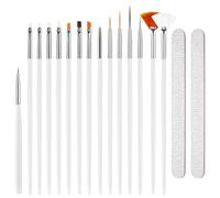 17PCS Pinceau Nail Art Ongles Gel, Pinceaux Fin Line, (Blanc) Pinceaux à Ongles Nail Art Design Pinceaux de Vernis à Ongles en Acrylique Pour Décoration D’ongles, Limes a ongles *2