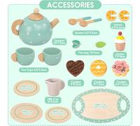 17Pcs Service à Thé pour Enfants, Services à Thé en Bois, Tea Party Jeux de Rôle, Service à Thé Jouets, Dînette Enfant Accessoire, Jeux de Cuisine pour Enfants Filles Garçons 3 4 5+Ans
