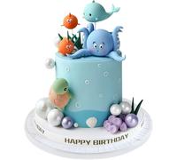 17PCS Under the Sea Cake Decorations Ocean Animals Cake Topper with Cake Balls Decorations for Under the Sea Theme Baby Shower Birthday Party Decorations Supplies